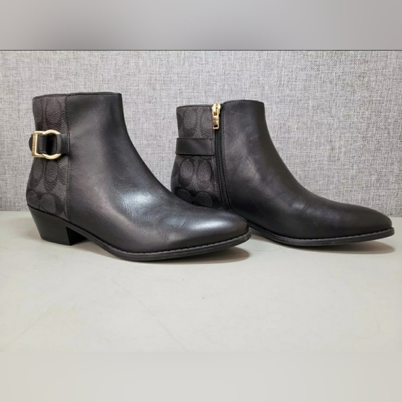 COACH Designer Dany Black Signature Monogram Boots Bootie Size 8B - Picture 3 of 6